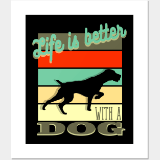 Life is Better with a Dog Retro Vintage Sunset Posters and Art